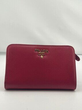 Like New, Prada Saffiano Leather Wallet, Pink, Compact